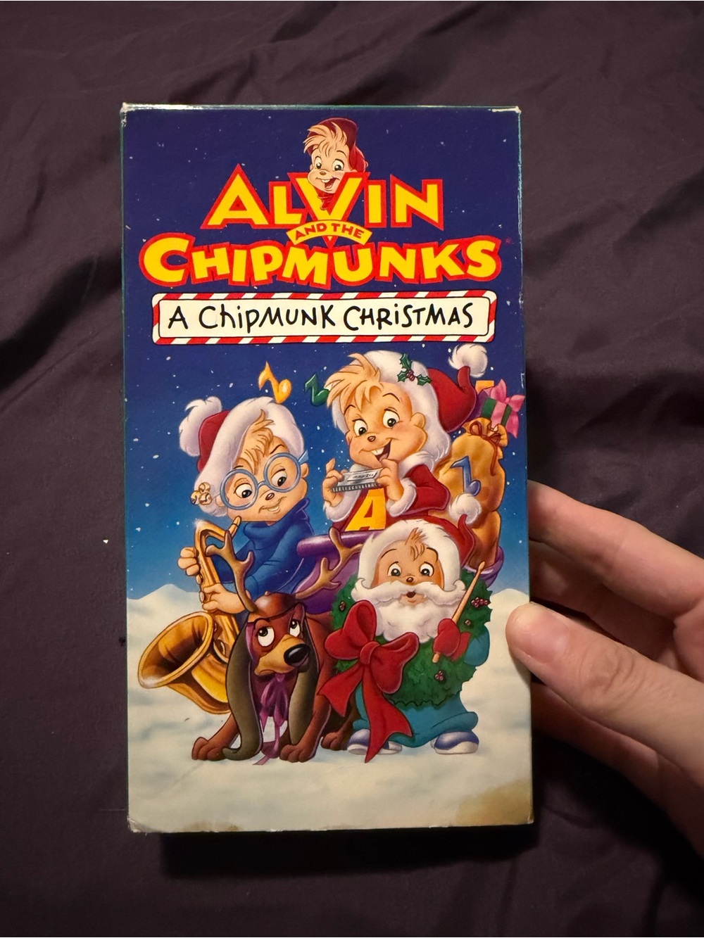 Alvin and the Chipmunks: A Chipmunk Christmas VHS — Blue Holiday Cover